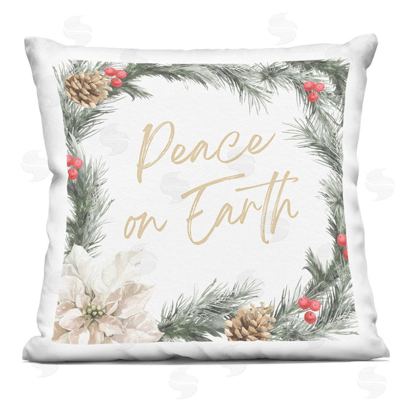 stupell industries Nina Blue | Peace On Earth Pinecone Holiday Printed Throw Pillow