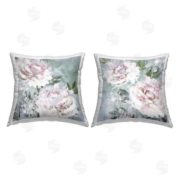 Stupell Industries Nina Blue | Pink Blooming Peony Flowers Printed Throw Pillow Set