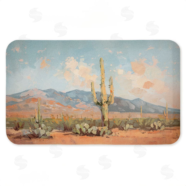 stupell industries Nina Blue | Pink Desert Cactus Landscape Anti-Fatigue Mat