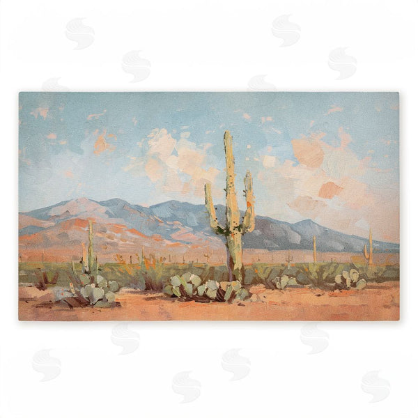 stupell industries Nina Blue | Pink Desert Cactus Landscape Non-Woven Door Mat