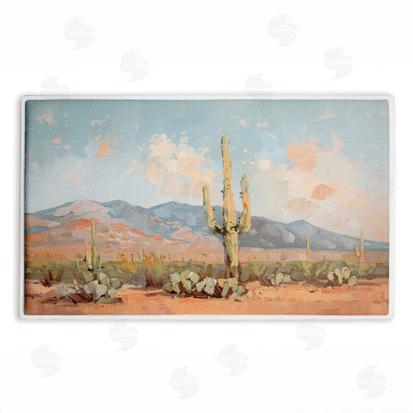 stupell industries Nina Blue | Pink Desert Cactus Landscape Plush Bath Mat