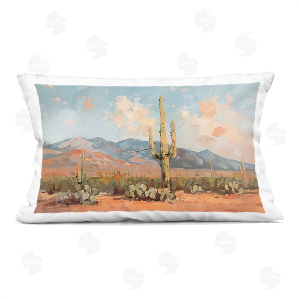 stupell industries Nina Blue | Pink Desert with Daubed Clouds Printed Throw Pillow