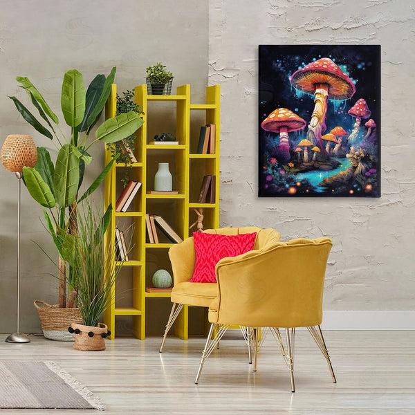 Stupell Industries Nina Blue | Psychedelic Mushroom Scene Wall Art