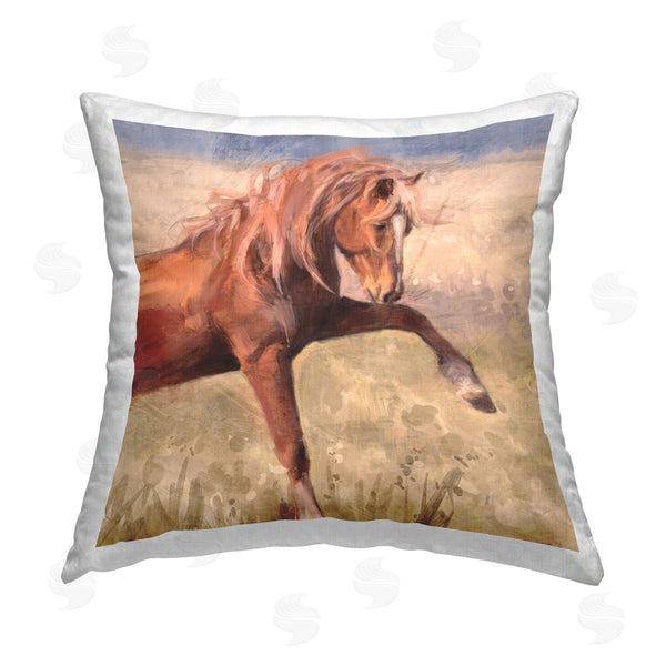 stupell industries Nina Blue | Red Stallion Horse Portrait Printed Throw Pillow