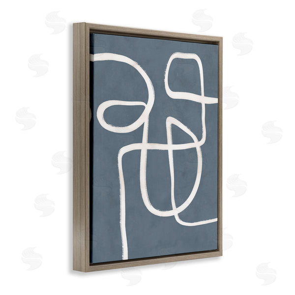 Stupell Industries Nina Blue | Round White Squiggles Contemporary Abstract Design Wall Art