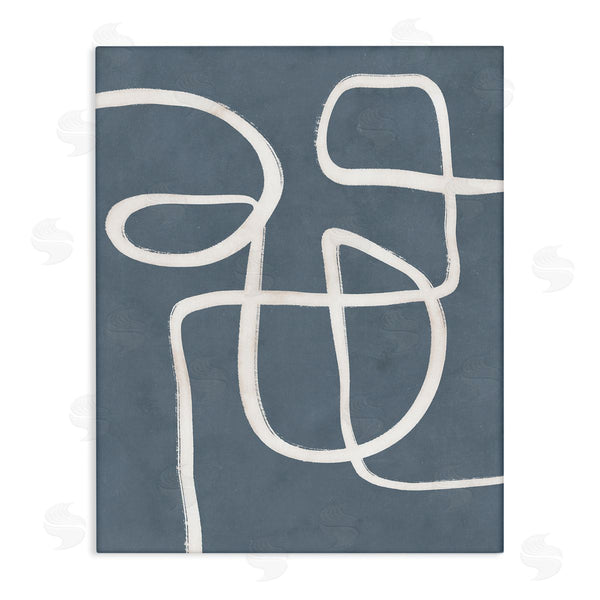 stupell industries Nina Blue | Round White Squiggles Contemporary Abstract Design Wall Art