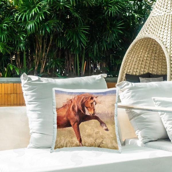 Stupell Industries Nina Blue | The Red Stallion Portrait Printed Throw Pillow