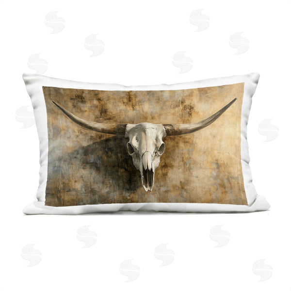 Stupell Industries Nina Blue | Vintage Cow Skull Rustic Printed Throw Pillow