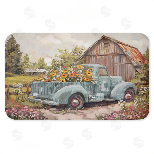 stupell industries Nina Blue | Vintage Truck With Flowers Anti-Fatigue Mat