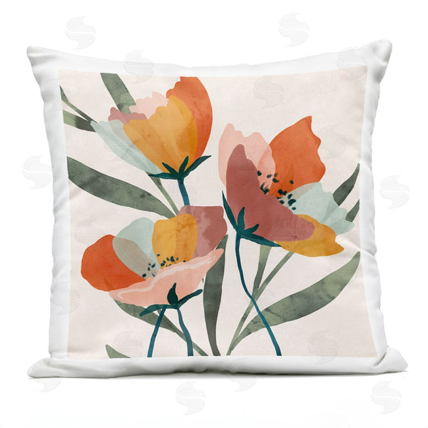 Stupell Industries Nina Blue | Vivid Flower Arrangement Abstract Orange Petals Printed Throw Pillow