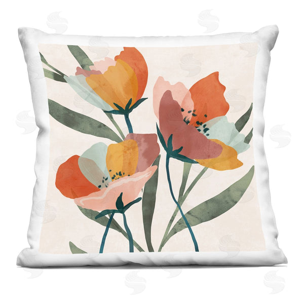 stupell industries Nina Blue | Vivid Flower Arrangement Abstract Orange Petals Printed Throw Pillow