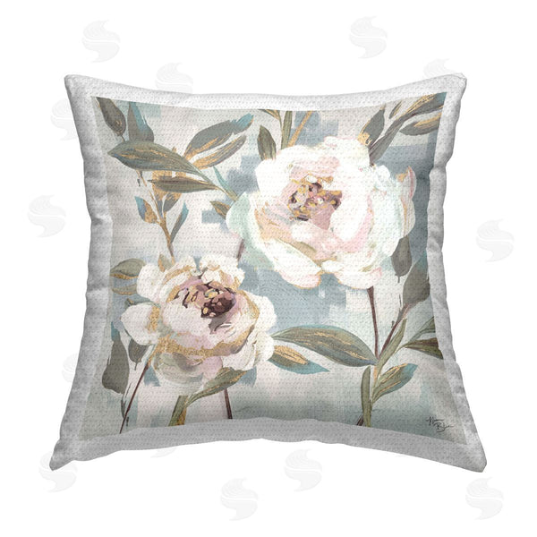 Stupell Industries Nina Blue | White Peony Duo Printed Throw Pillow