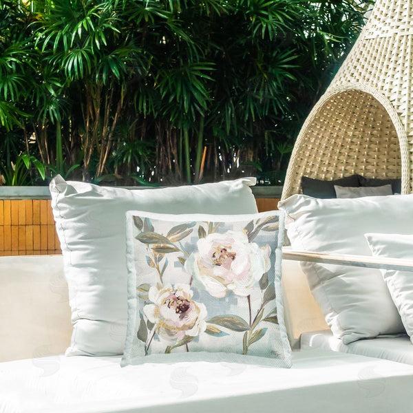 Stupell Industries Nina Blue | White Peony Duo Printed Throw Pillow