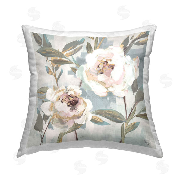 stupell industries Nina Blue | White Peony Duo Printed Throw Pillow