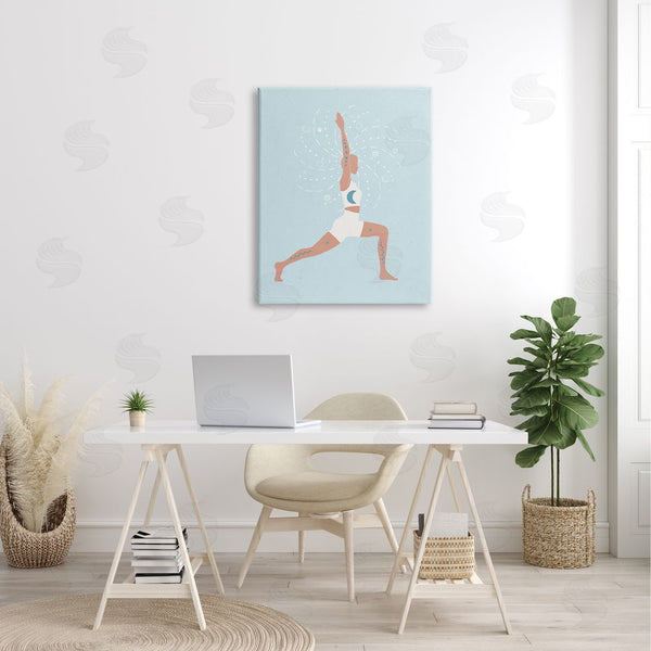 Stupell Industries Nina Blue | Yoga Crescent Moon Pose Human Working Out Wall Art