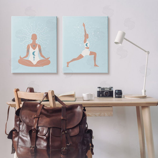 Stupell Industries Nina Blue | Yoga Fitness Work Out Figure Meditating Wall Art