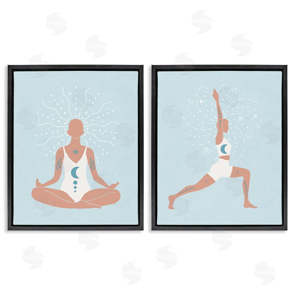 Stupell Industries Nina Blue | Yoga Fitness Work Out Figure Meditating Wall Art