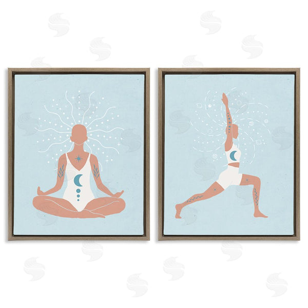 Stupell Industries Nina Blue | Yoga Fitness Work Out Figure Meditating Wall Art