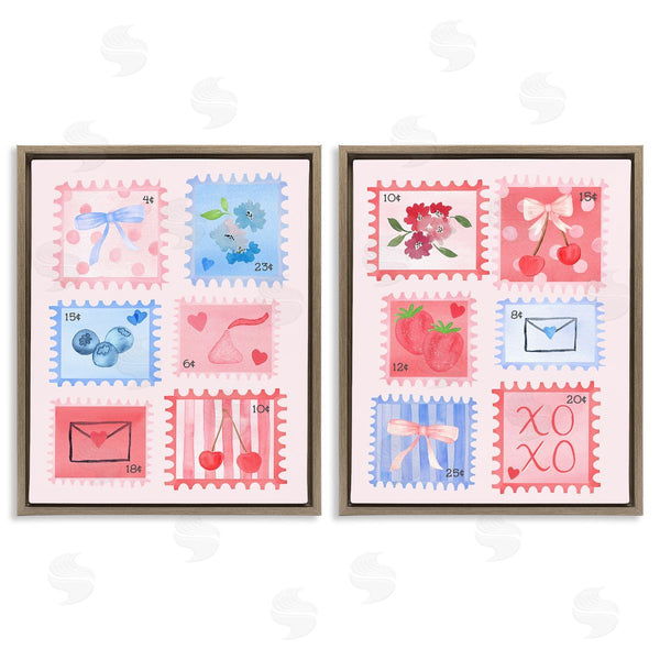 Stupell Industries Nina Jacobs | Adorable Stamps Blue And Pink Wall Art