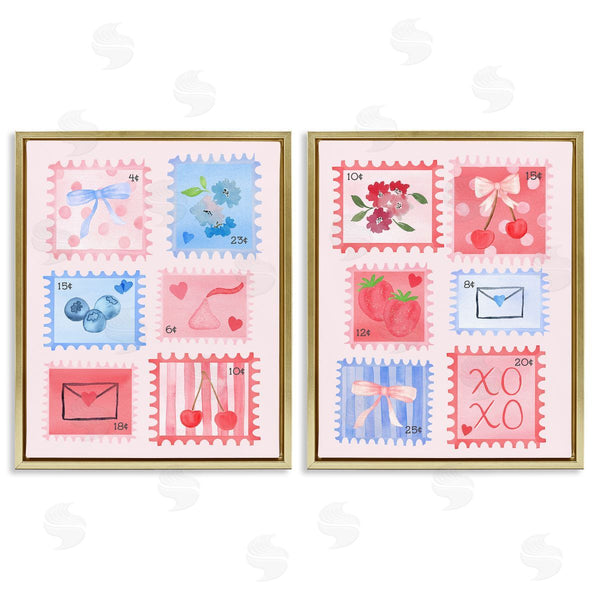 Stupell Industries Nina Jacobs | Adorable Stamps Blue And Pink Wall Art