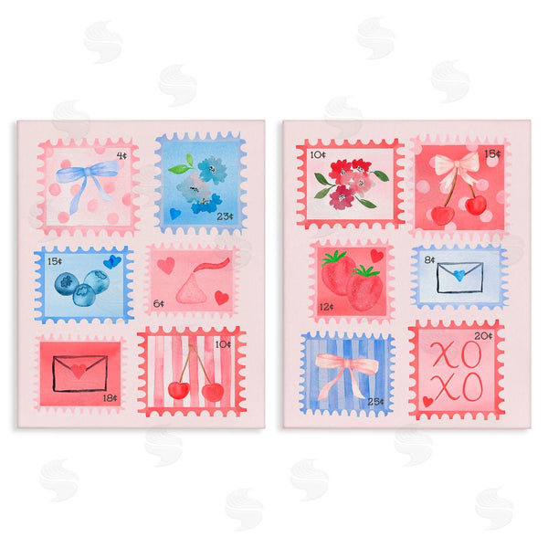 stupell industries Nina Jacobs | Adorable Stamps Blue and Pink Wall Art