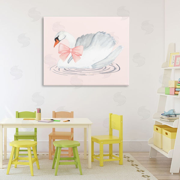 Stupell Industries Nina Jacobs | White Swan With Pink Ribbon