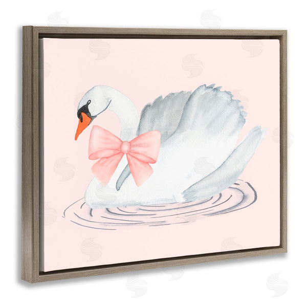 Stupell Industries Nina Jacobs | White Swan With Pink Ribbon