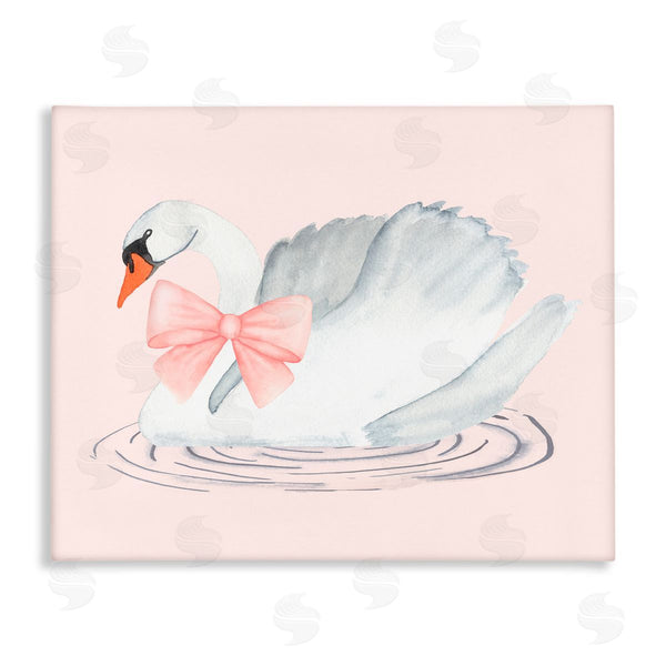 stupell industries Nina Jacobs | White Swan with Pink Ribbon