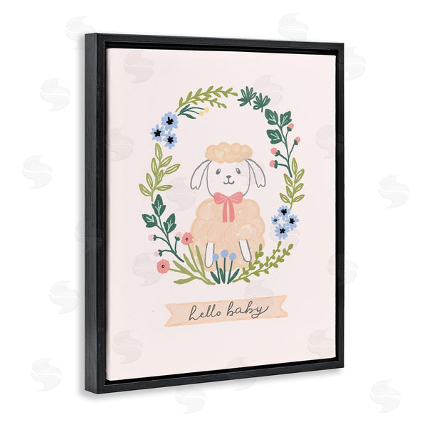 Stupell Industries Nina Muis Surface Design | Hello Baby Floral Lamb Wall Art