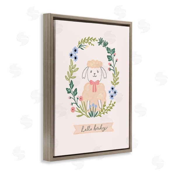 Stupell Industries Nina Muis Surface Design | Hello Baby Floral Lamb Wall Art