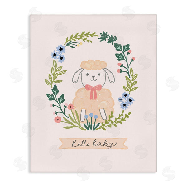 stupell industries Nina Muis Surface Design | Hello Baby Floral Lamb Wall Art