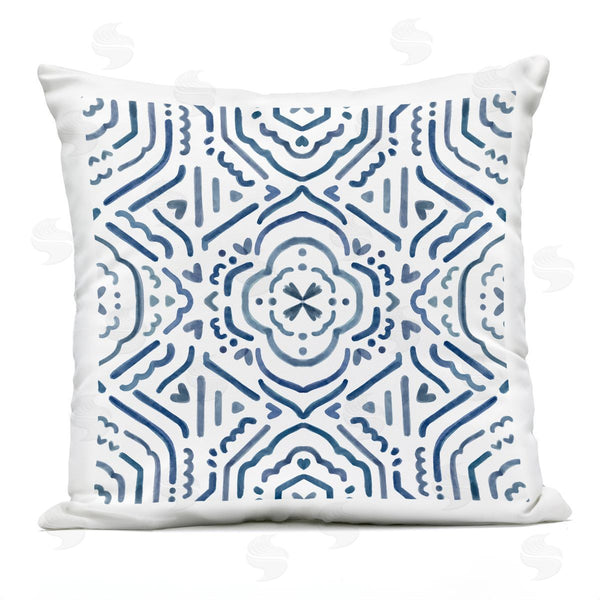 Stupell Industries Nina Muis Surface Design | Minimal Blue White Boho Lines Pattern Printed Throw Pillow