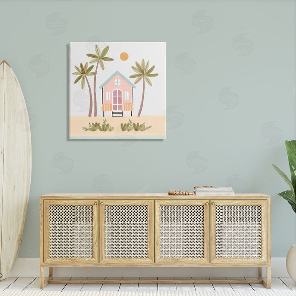Stupell Industries Nina Muis Surface Design | Tropical Summer Paradise Beachside House Palm Trees Wall Art