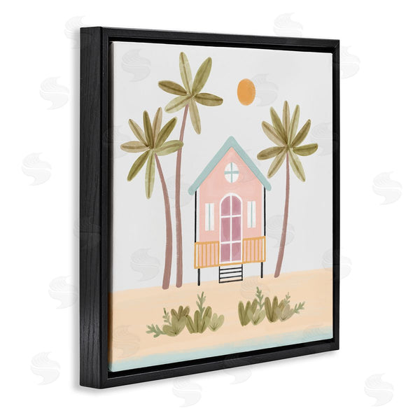Stupell Industries Nina Muis Surface Design | Tropical Summer Paradise Beachside House Palm Trees Wall Art