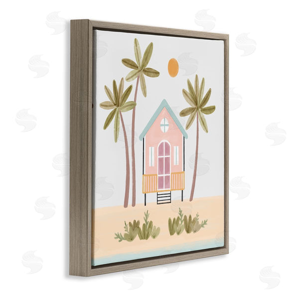 Stupell Industries Nina Muis Surface Design | Tropical Summer Paradise Beachside House Palm Trees Wall Art