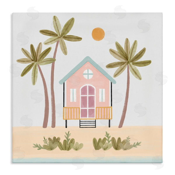 stupell industries Nina Muis Surface Design | Tropical Summer Paradise Beachside House Palm Trees Wall Art