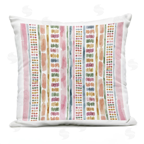 Stupell Industries Nina Muis Surface Design | Varied Pink Dotted Boho Stripes Lines Printed Throw Pillow