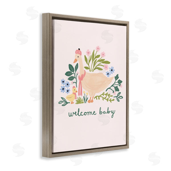 Stupell Industries Nina Muis Surface Design | Welcome Baby Floral Duck Wall Art
