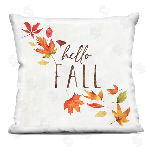 stupell industries Nina Pierce | Hello Fall Autumnal Tree Leaves Seasonal Sentiment Printed Throw Pillow