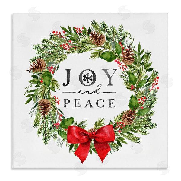 stupell industries Nina Pierce | Joy and Peace Holiday Phrase Winter Pine Wreath Wall Art