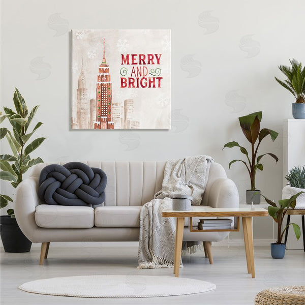 Stupell Industries Nina Pierce | Merry And Bright Christmas Phrase Gingerbread Architecture Cityscape Wall Art