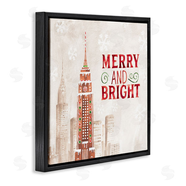 Stupell Industries Nina Pierce | Merry And Bright Christmas Phrase Gingerbread Architecture Cityscape Wall Art
