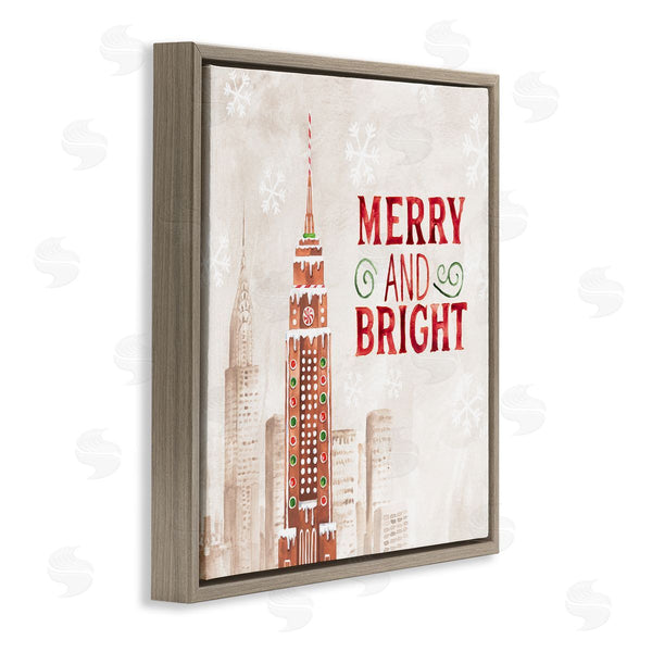 Stupell Industries Nina Pierce | Merry And Bright Christmas Phrase Gingerbread Architecture Cityscape Wall Art
