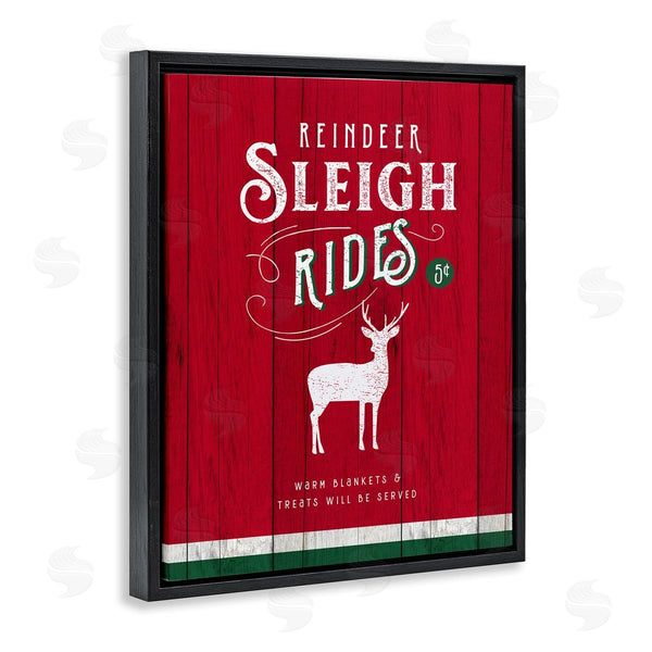 Stupell Industries Nina Pierce | Reindeer Sleigh Rides Christmas Advertisement Red Green Wall Art