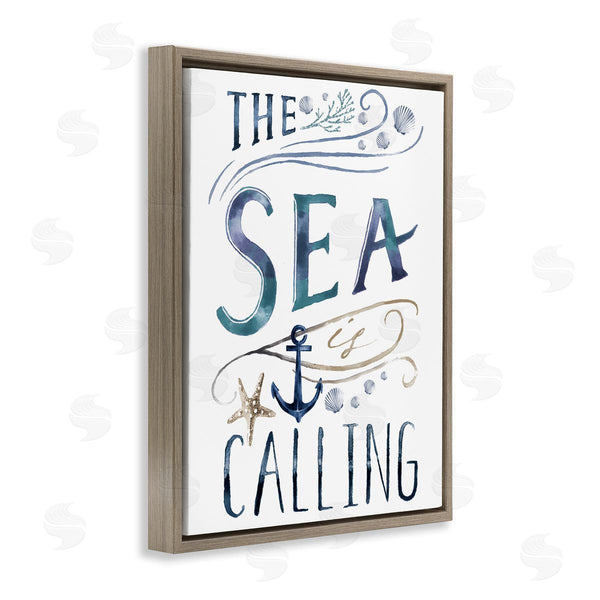 Stupell Industries Nina Pierce | The Sea Is Calling Nautical Sentiment Navy Anchor Wall Art
