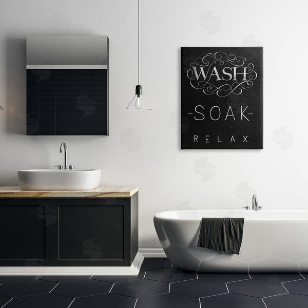 Stupell Industries Nina Pierce | Wash Soak Relax Bathroom Phrases Vintage Boutique Typography Wall Art