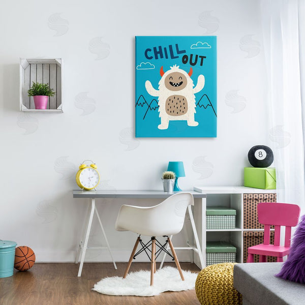 Stupell Industries Nina Seven | Chill Out Phrase Abominable Snowman Winter Yeti Wall Art