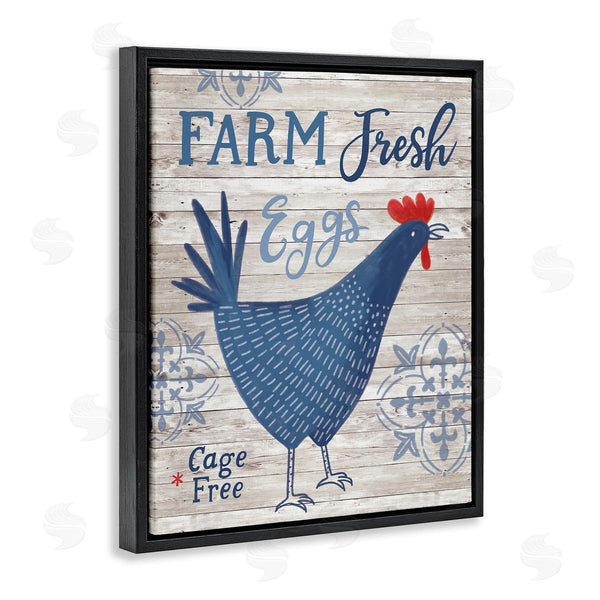 Stupell Industries Nina Seven | Farm Fresh Eggs Blue Rustic Chicken Planked Pattern Wall Art
