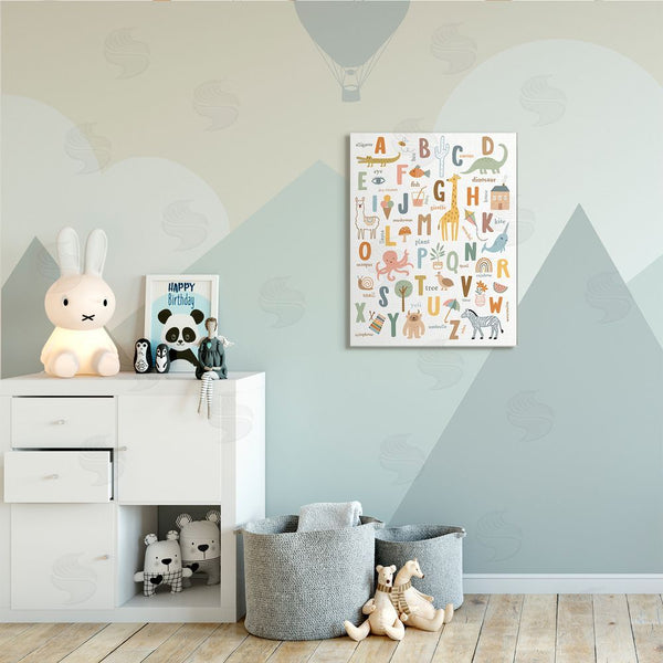 Stupell Industries Nina Seven | Fun Educational ABC Chart Cute Animals Wall Art