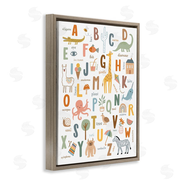 Stupell Industries Nina Seven | Fun Educational ABC Chart Cute Animals Wall Art